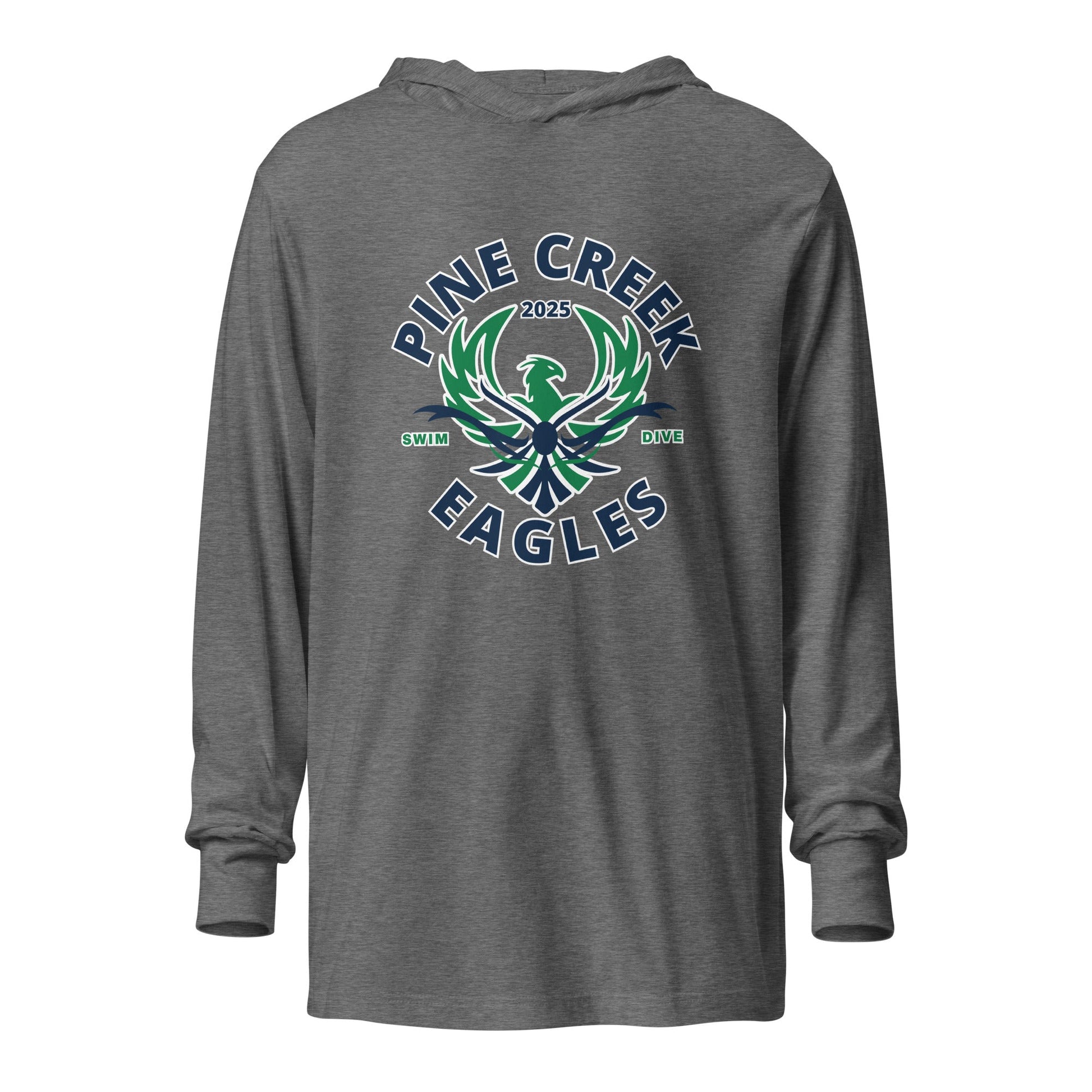 Performance | Hooded Long Sleeve T Shirt | PINE CREEK SWIM & DIVE | Swim & Dive Logo