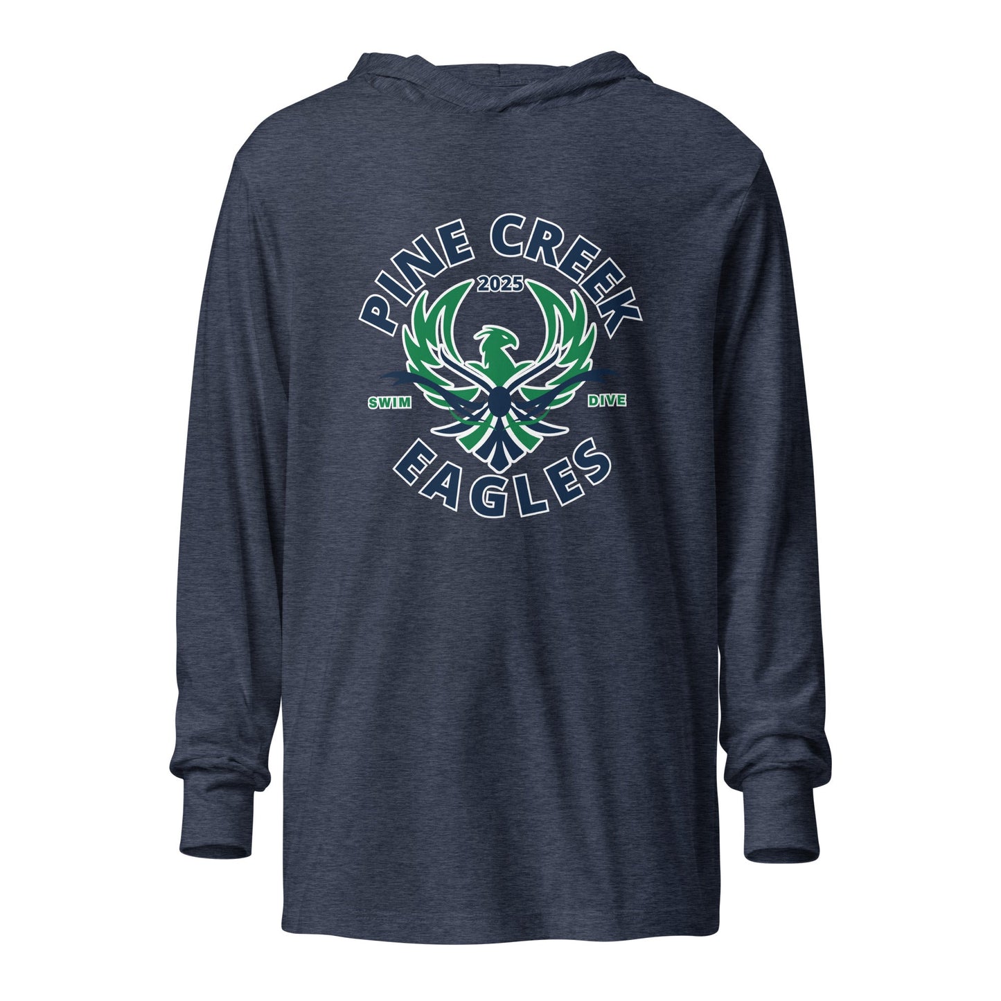 Performance | Hooded Long Sleeve T Shirt | PINE CREEK SWIM & DIVE | Swim & Dive Logo