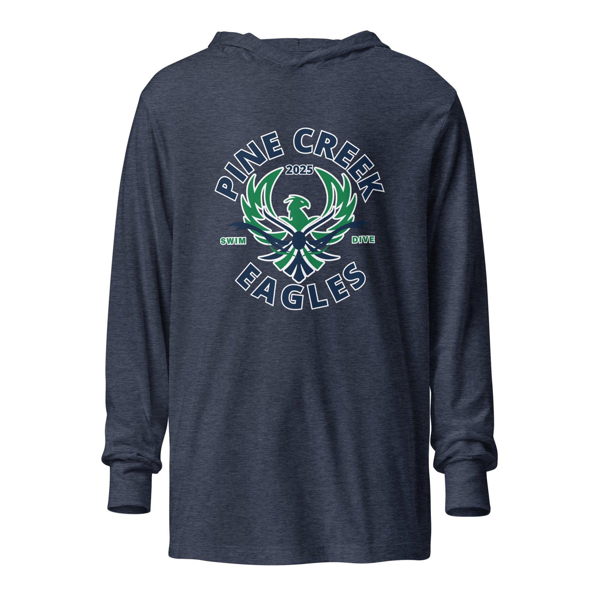 Performance | Hooded Long Sleeve T Shirt | PINE CREEK SWIM & DIVE | Swim & Dive Logo