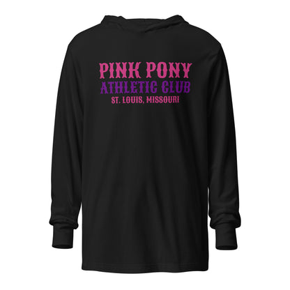 Performance | Hooded Long Sleeve T Shirt | Pink Pony Athletic Club | Athletic Wordmark Logo