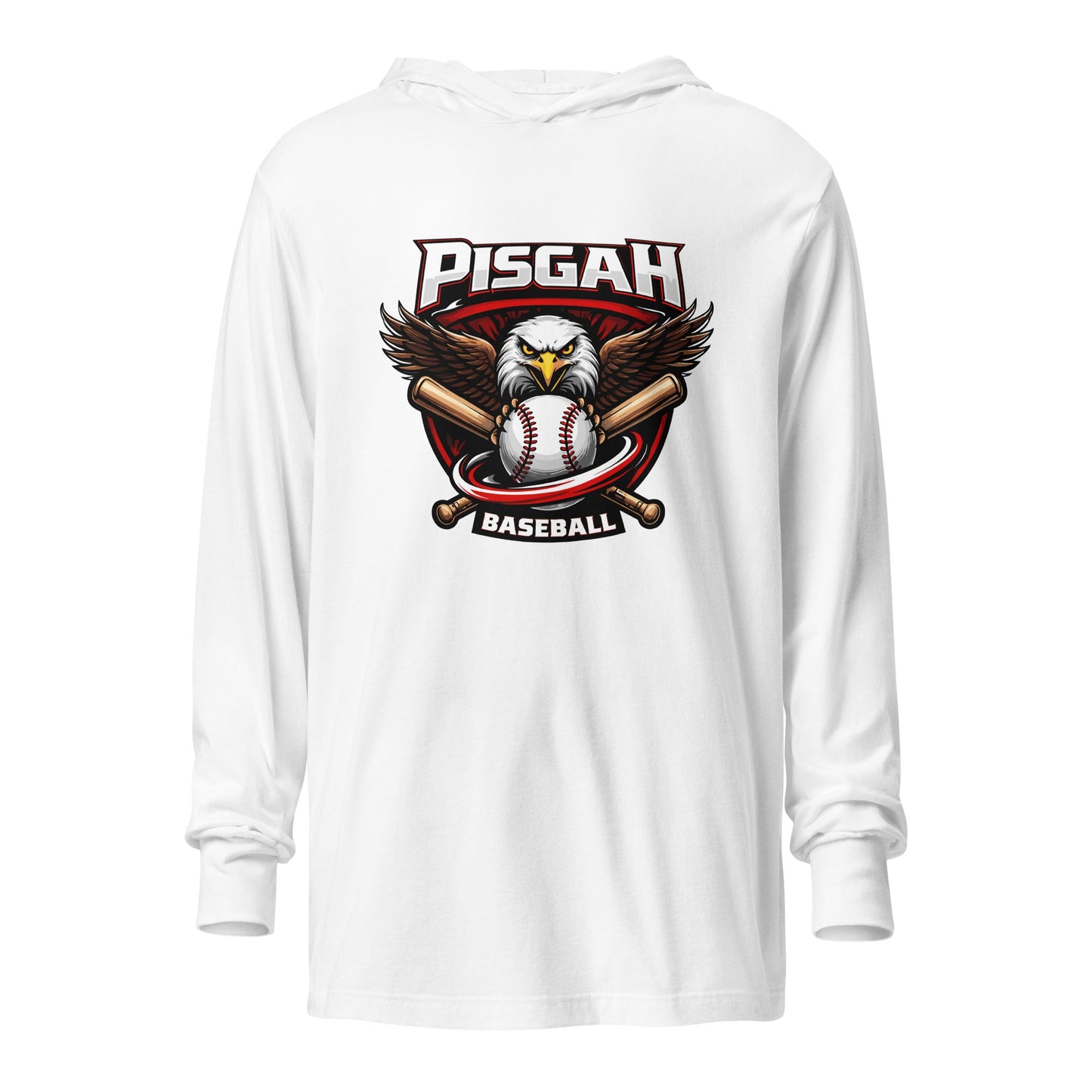 Performance | Hooded Long Sleeve T Shirt | Pisgah Rec League | Eagle Baseball Logo