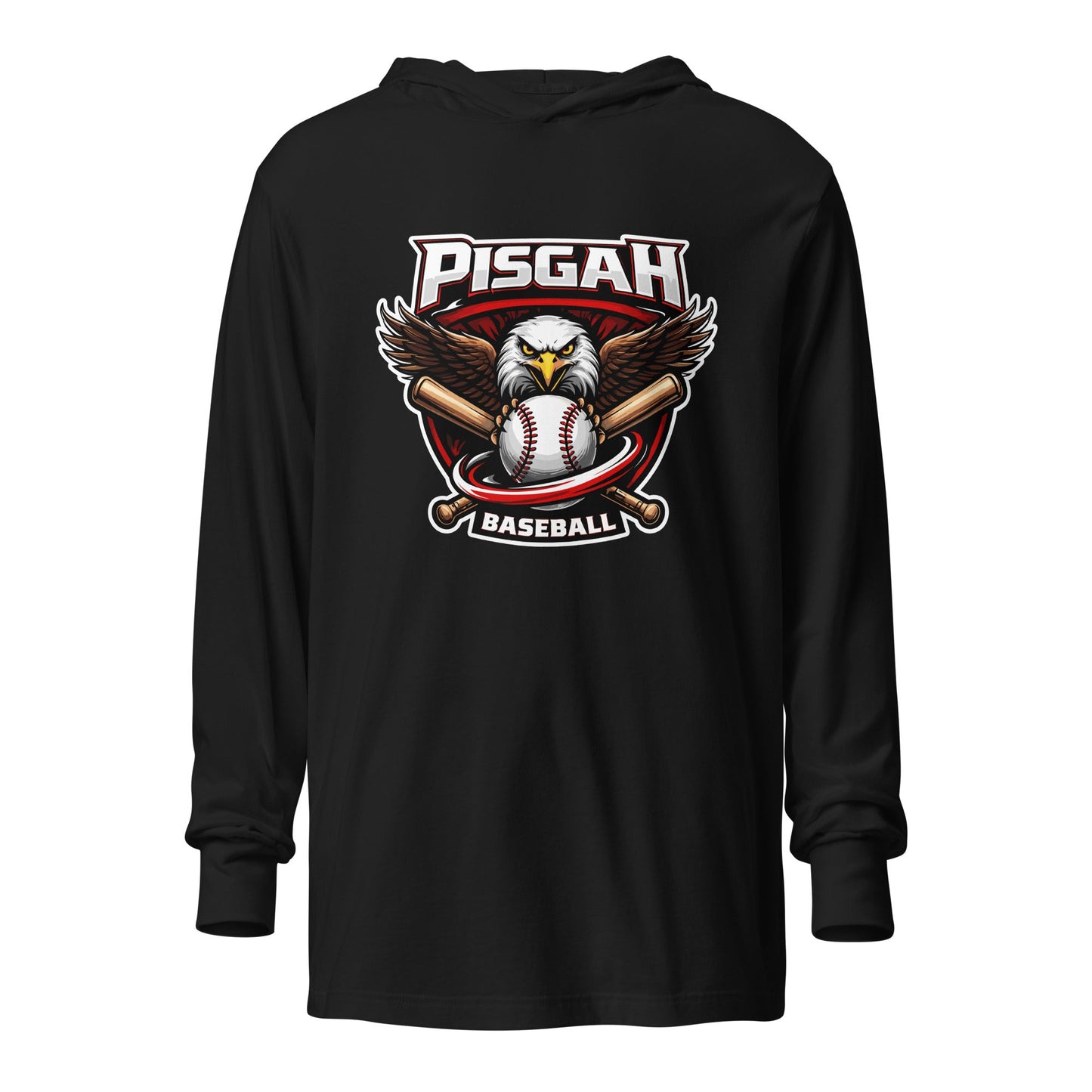 Performance | Hooded Long Sleeve T Shirt | Pisgah Rec League | Eagle Baseball Logo