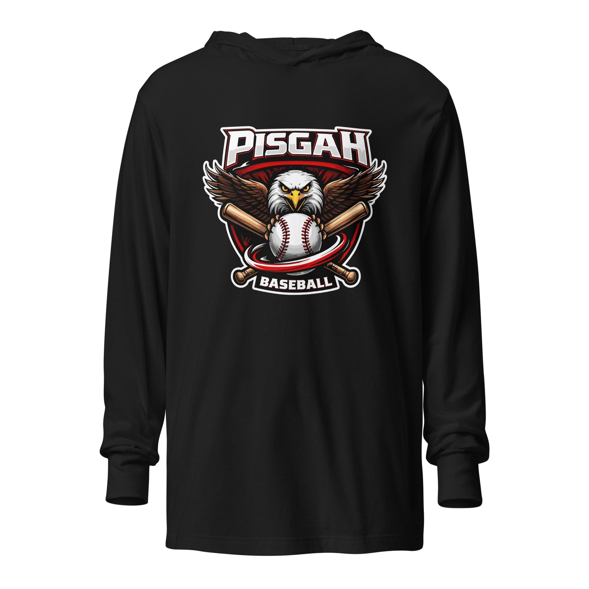 Performance | Hooded Long Sleeve T Shirt | Pisgah Rec League | Eagle Baseball Logo