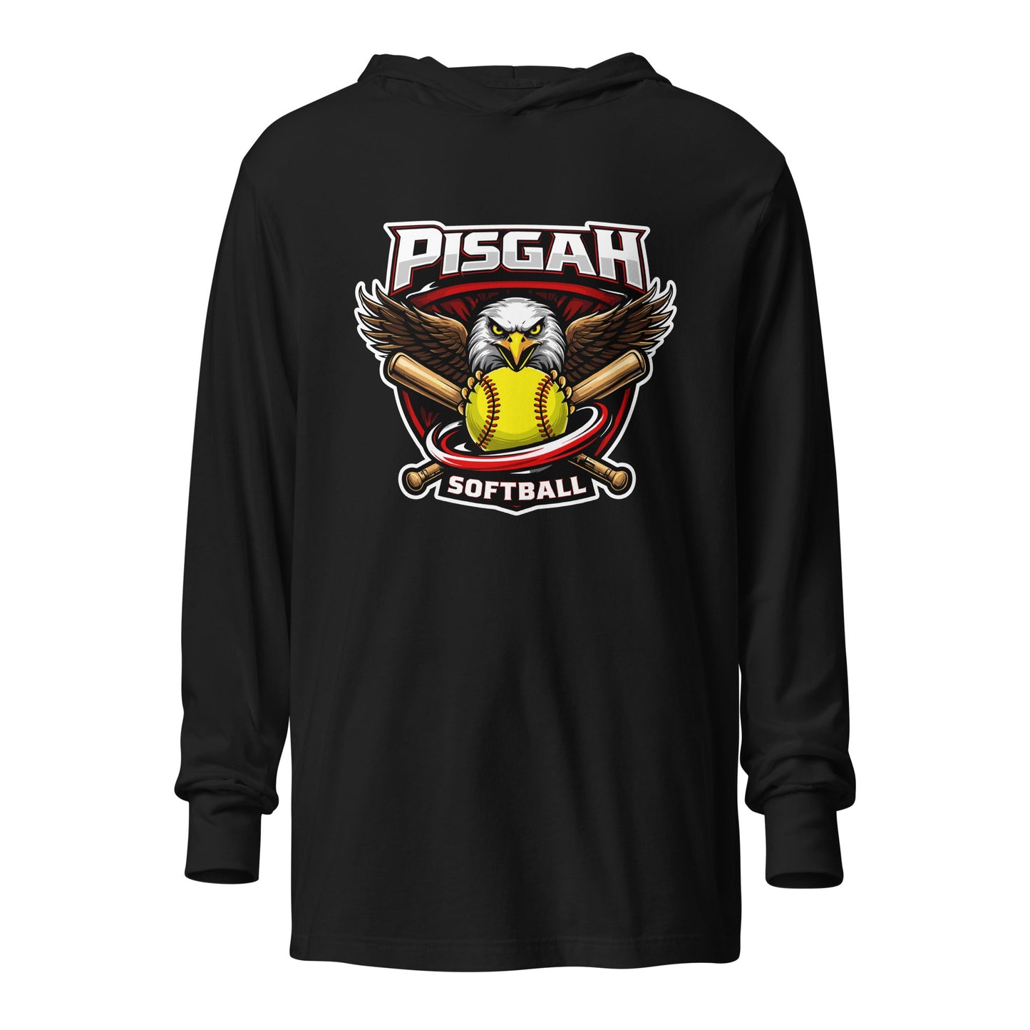 Performance | Hooded Long Sleeve T Shirt | Pisgah Rec League | Eagle Softball Logo