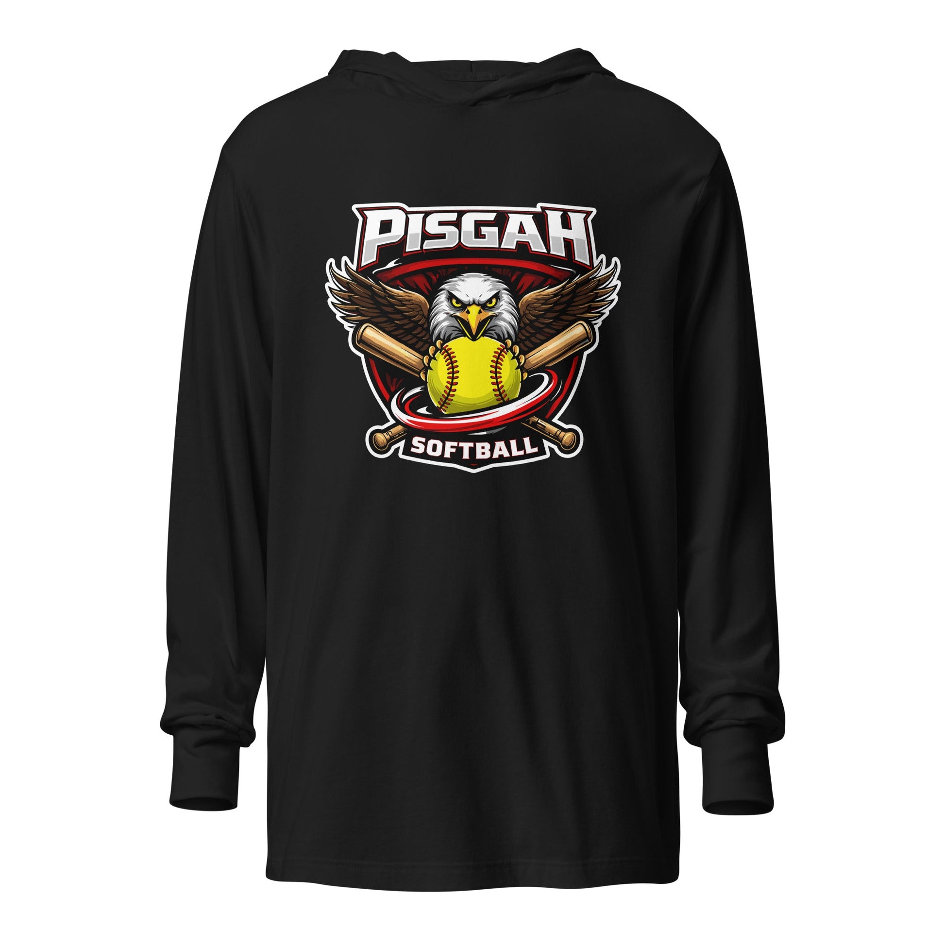 Performance | Hooded Long Sleeve T Shirt | Pisgah Rec League | Eagle Softball Logo