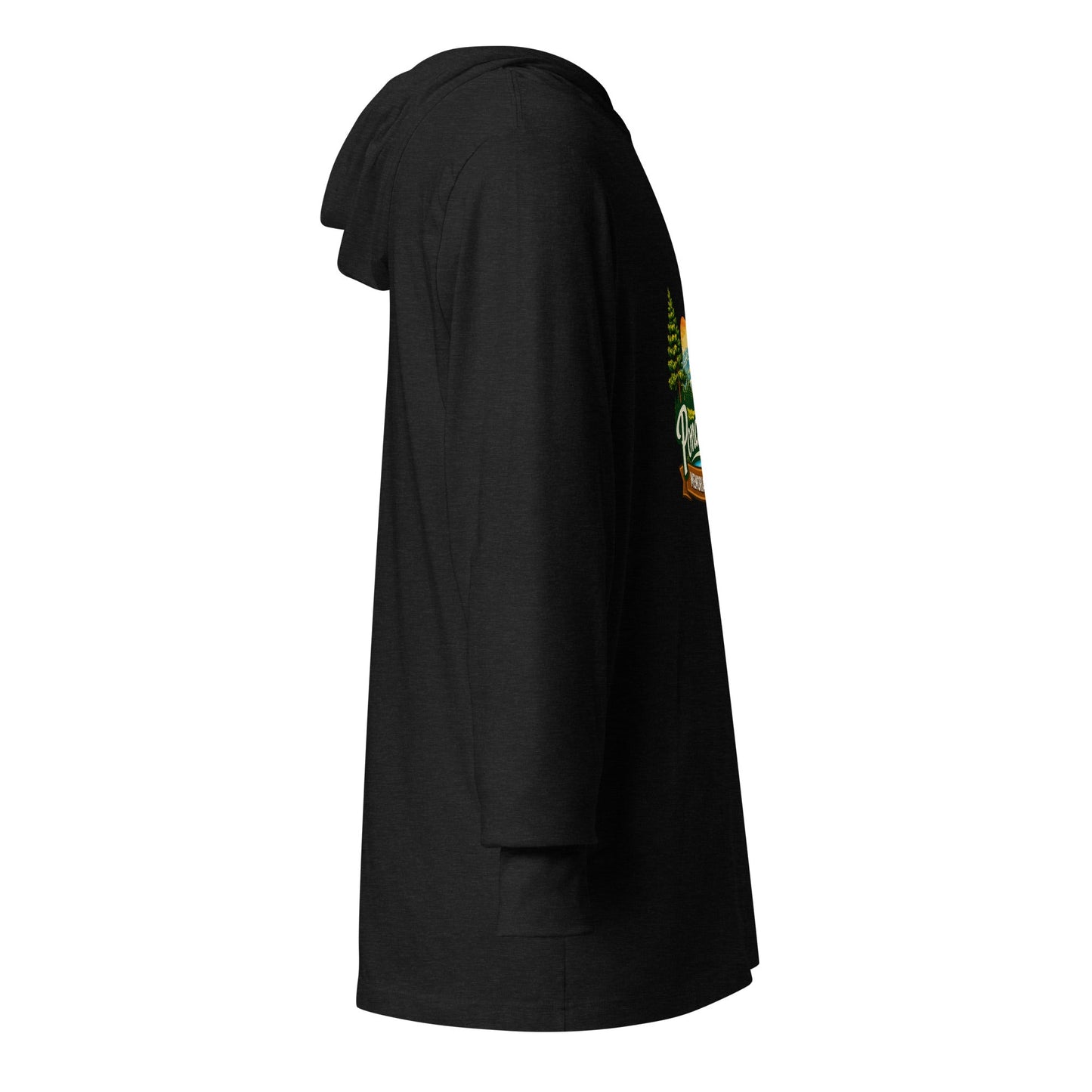 Performance | Hooded Long Sleeve T Shirt | Ponderosa Reunion | Painted Mountain Crest Logo