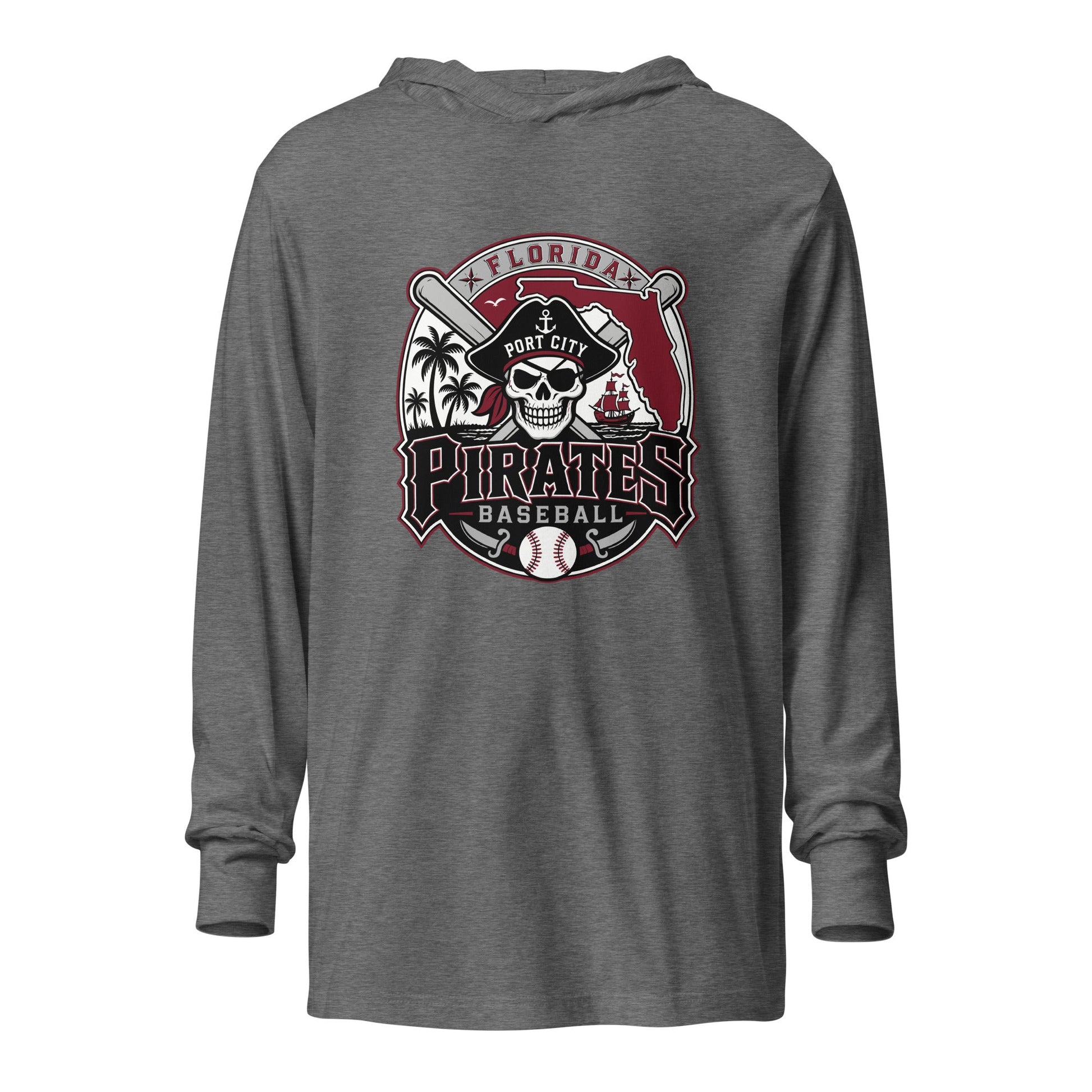 Performance | Hooded Long Sleeve T Shirt | Port City Pirates | Emblem Logo