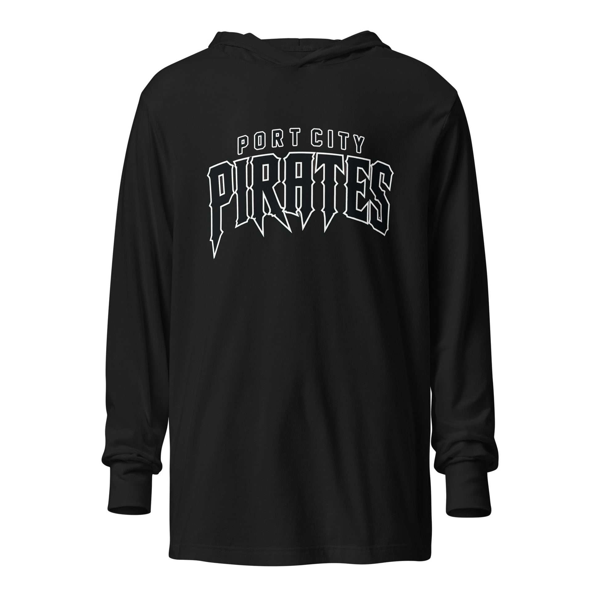 Performance | Hooded Long Sleeve T Shirt | Port City Pirates | Script Logo