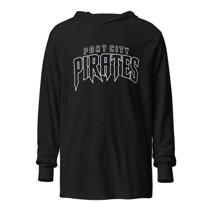 Performance | Hooded Long Sleeve T Shirt | Port City Pirates | Script Logo