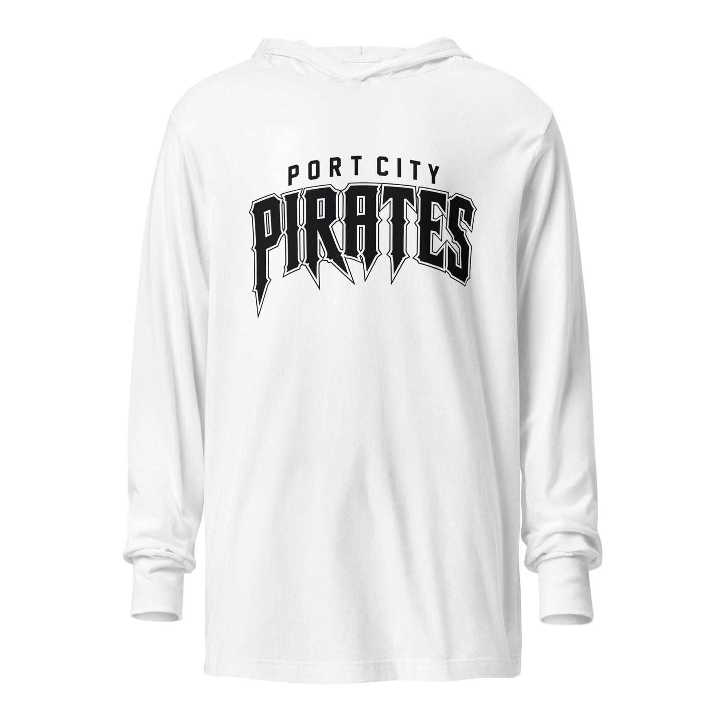 Performance | Hooded Long Sleeve T Shirt | Port City Pirates | Script Logo