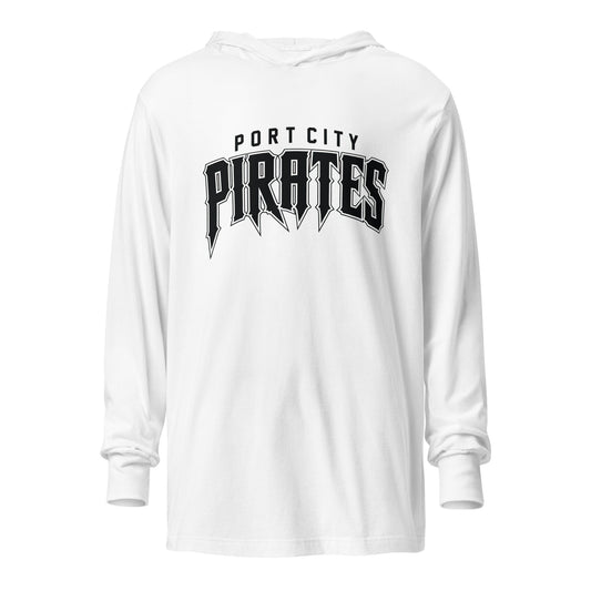 Performance | Hooded Long Sleeve T Shirt | Port City Pirates | Script Logo