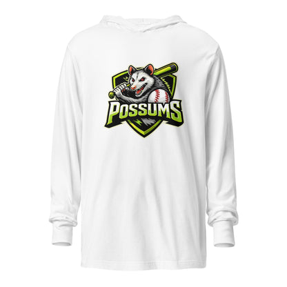 Performance | Hooded Long Sleeve T Shirt | Possums | Mascot Logo