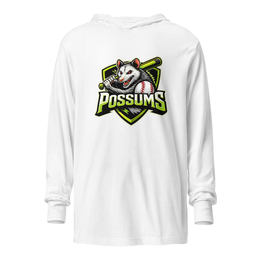 Performance | Hooded Long Sleeve T Shirt | Possums | Mascot Logo