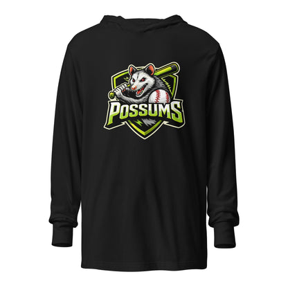 Performance | Hooded Long Sleeve T Shirt | Possums | Mascot Logo