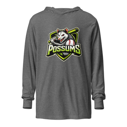 Performance | Hooded Long Sleeve T Shirt | Possums | Mascot Logo