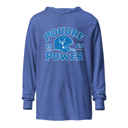 Performance | Hooded Long Sleeve T Shirt | Poudre Football | Crest Logo
