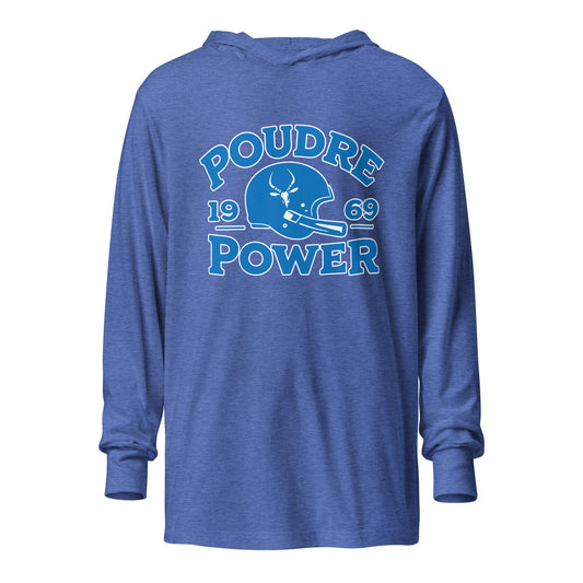 Performance | Hooded Long Sleeve T Shirt | Poudre Football | Crest Logo