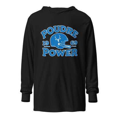 Performance | Hooded Long Sleeve T Shirt | Poudre Football | Crest Logo