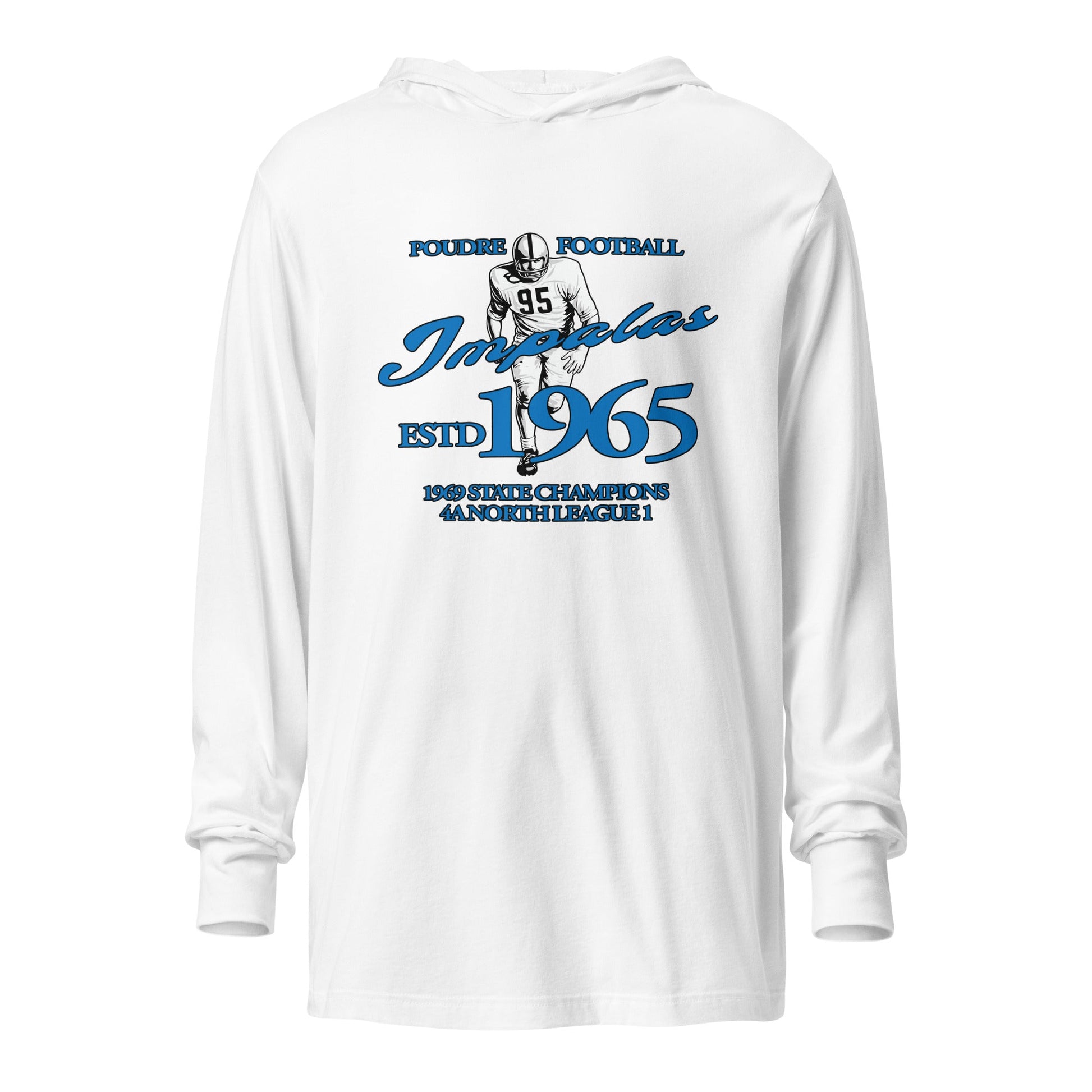 Performance | Hooded Long Sleeve T Shirt | Poudre Football | Dynasty Athletics Logo