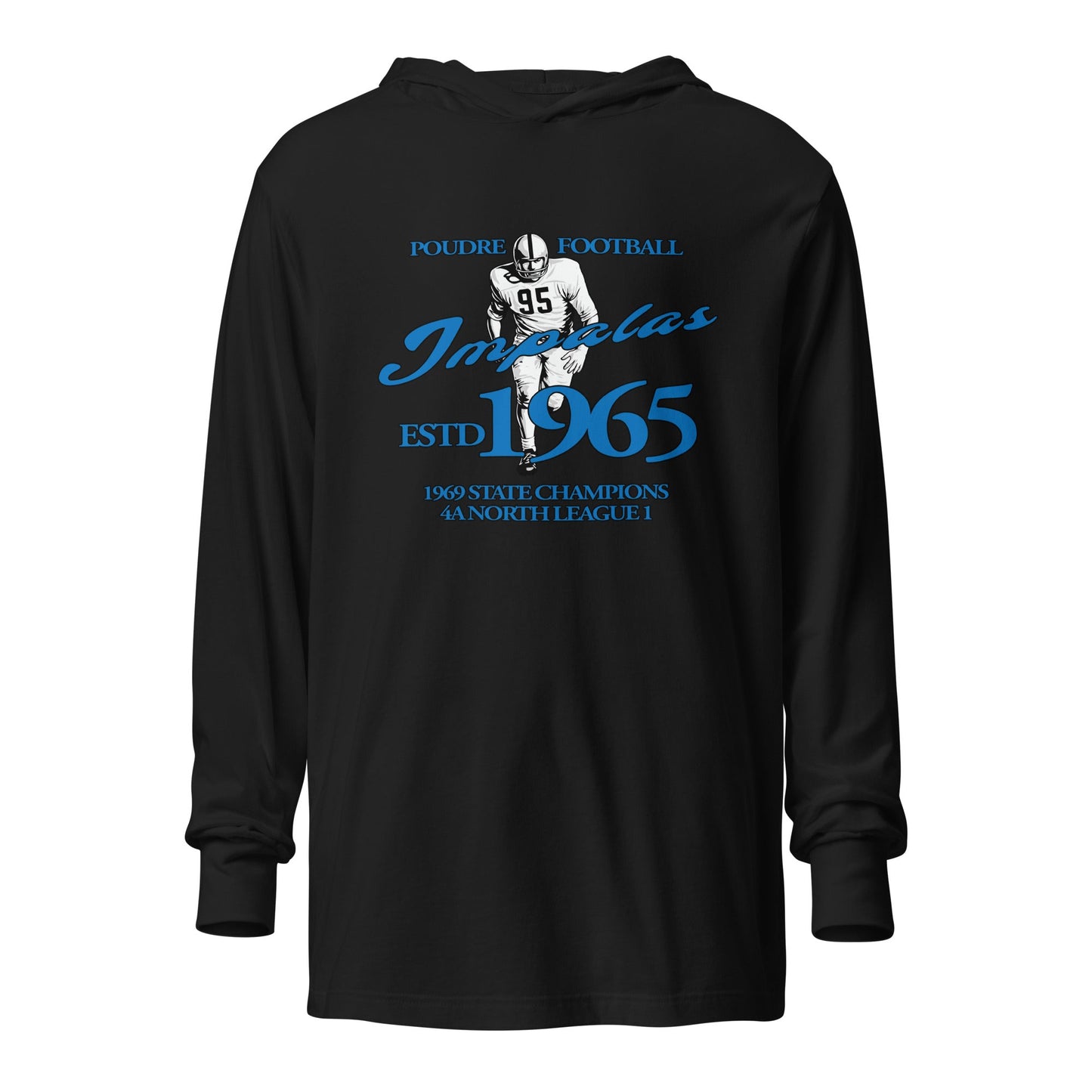 Performance | Hooded Long Sleeve T Shirt | Poudre Football | Dynasty Athletics Logo