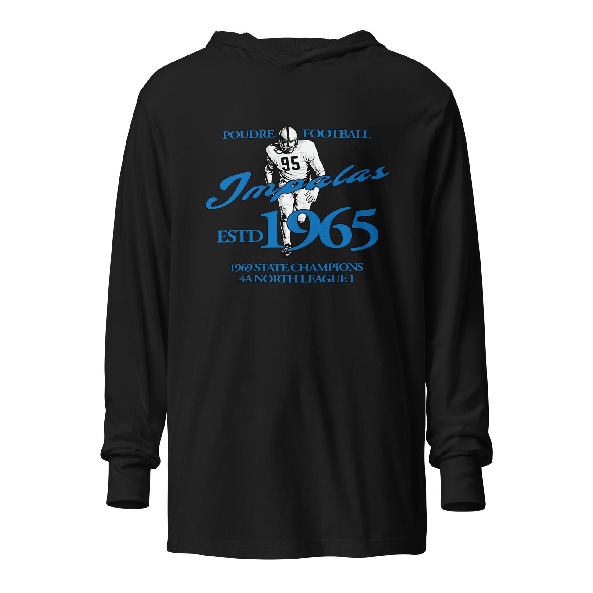 Performance | Hooded Long Sleeve T Shirt | Poudre Football | Dynasty Athletics Logo