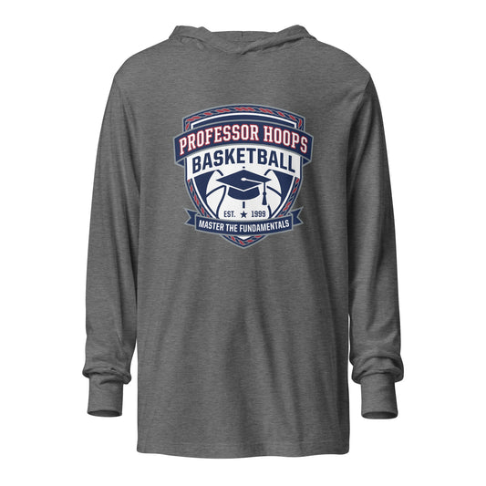 Performance | Hooded Long Sleeve T Shirt | Professor Hoops Basketball | Crest Logo