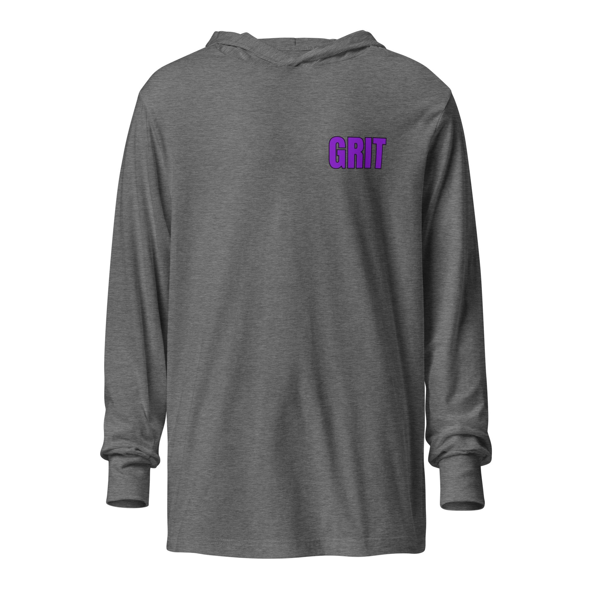 Performance | Hooded Long Sleeve T Shirt | Pure Grit Softball | Purple Logo