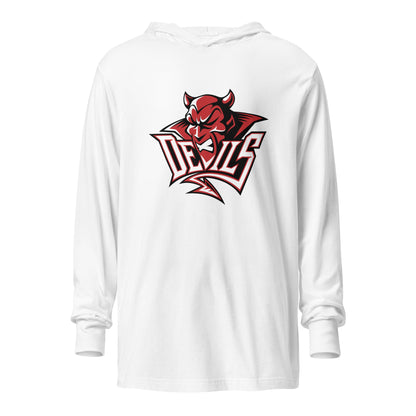 Performance | Hooded Long Sleeve T Shirt | Red Springs Track and Field | Mascot Logo