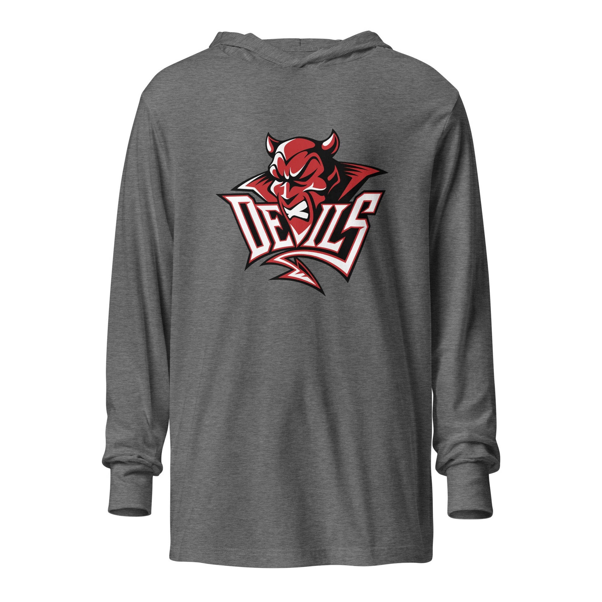 Performance | Hooded Long Sleeve T Shirt | Red Springs Track and Field | Mascot Logo