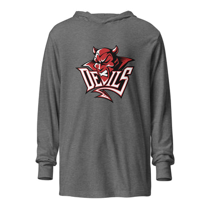 Performance | Hooded Long Sleeve T Shirt | Red Springs Track and Field | Mascot Logo