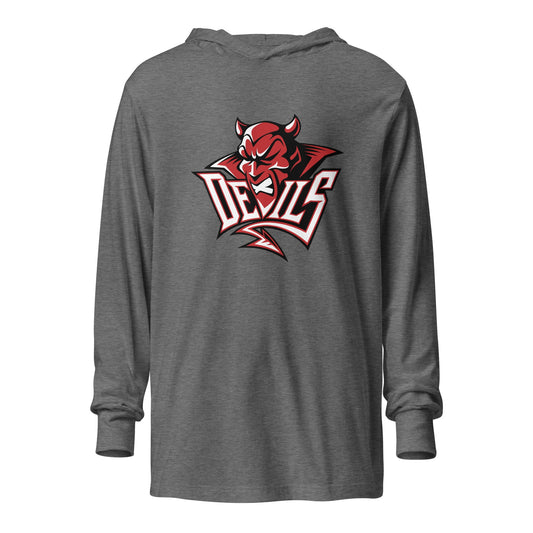 Performance | Hooded Long Sleeve T Shirt | Red Springs Track and Field | Mascot Logo