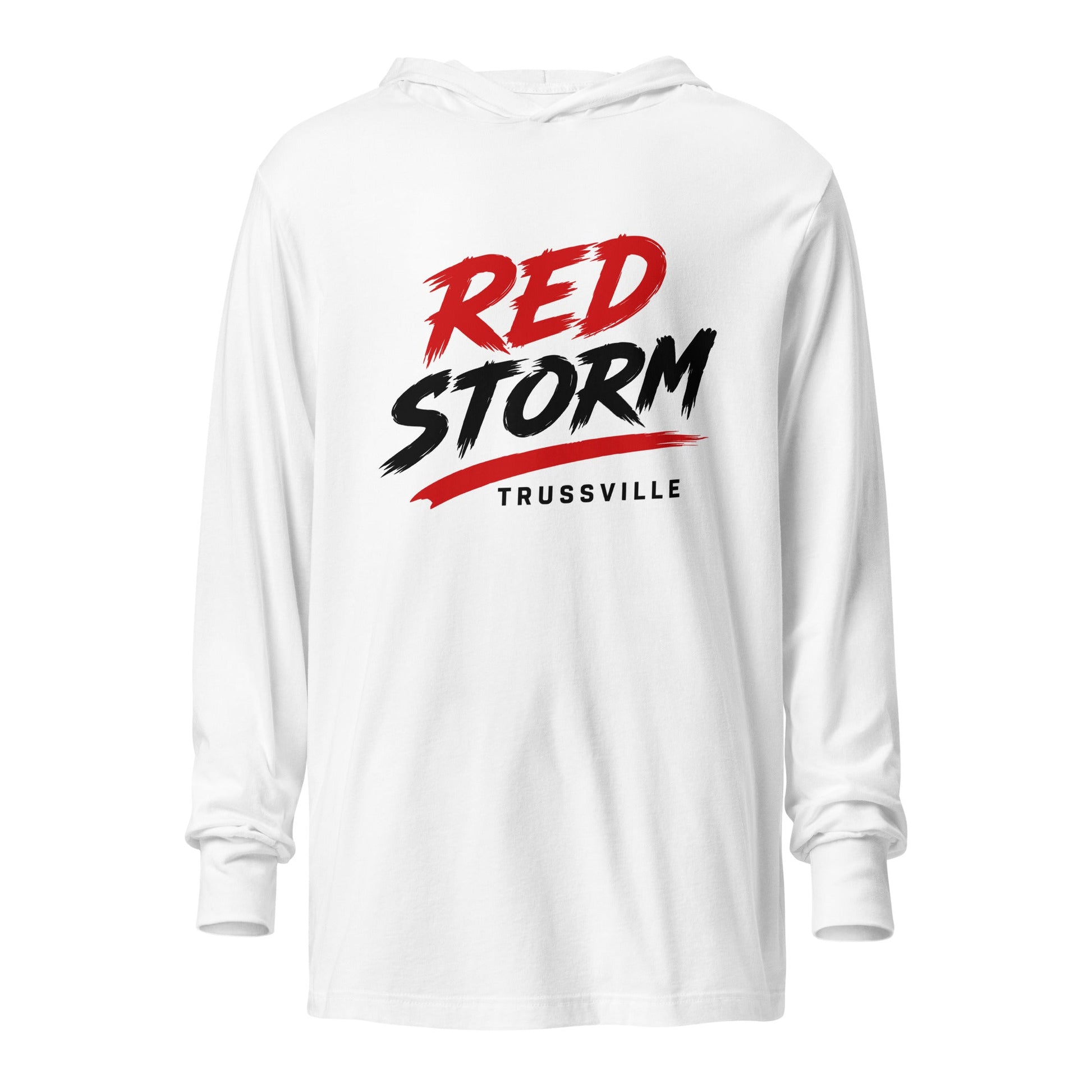 Performance | Hooded Long Sleeve T Shirt | Red Storm | Modern Script Logo