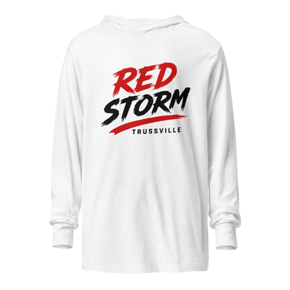 Performance | Hooded Long Sleeve T Shirt | Red Storm | Modern Script Logo