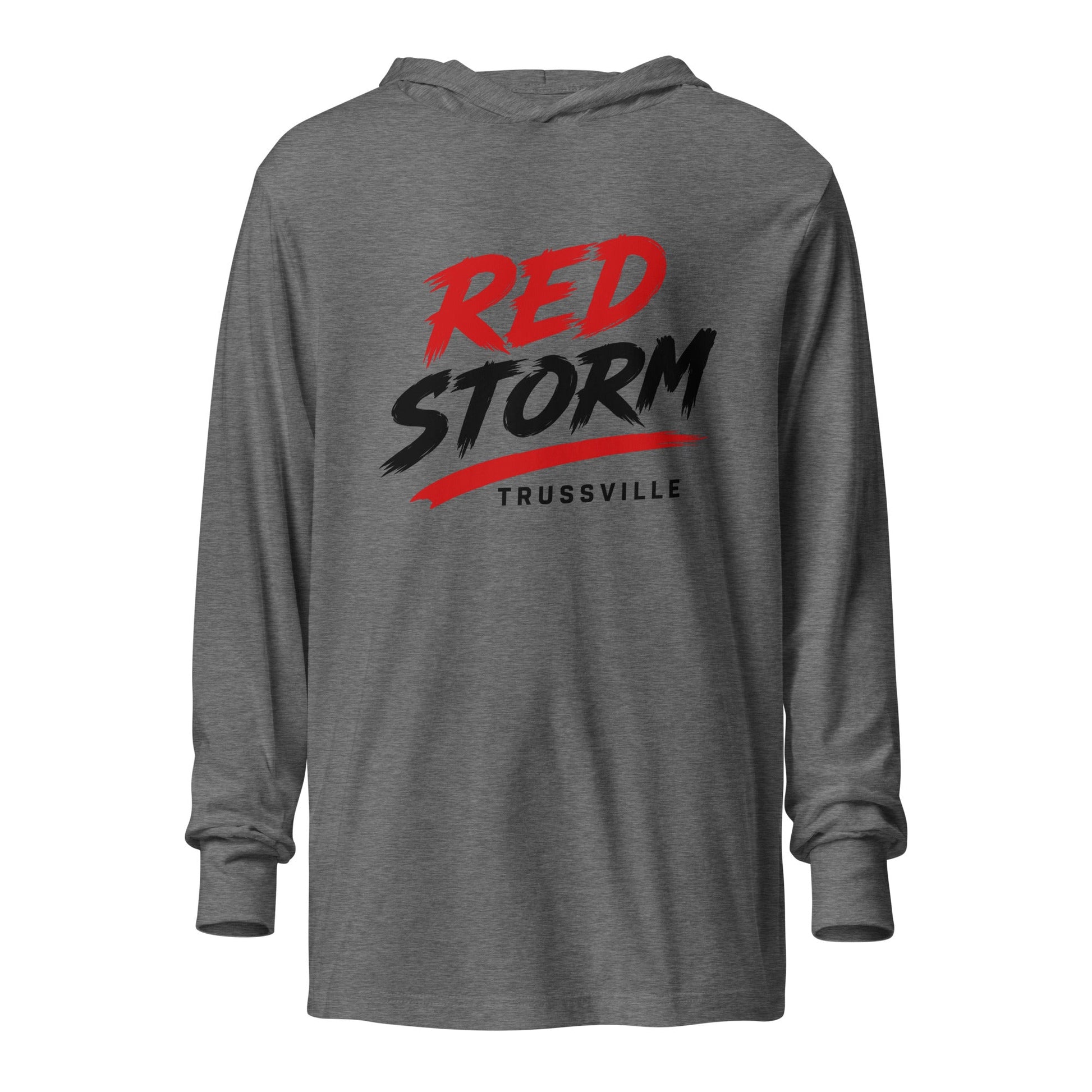 Performance | Hooded Long Sleeve T Shirt | Red Storm | Modern Script Logo