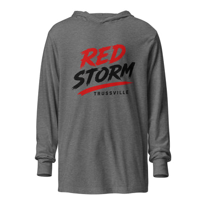 Performance | Hooded Long Sleeve T Shirt | Red Storm | Modern Script Logo