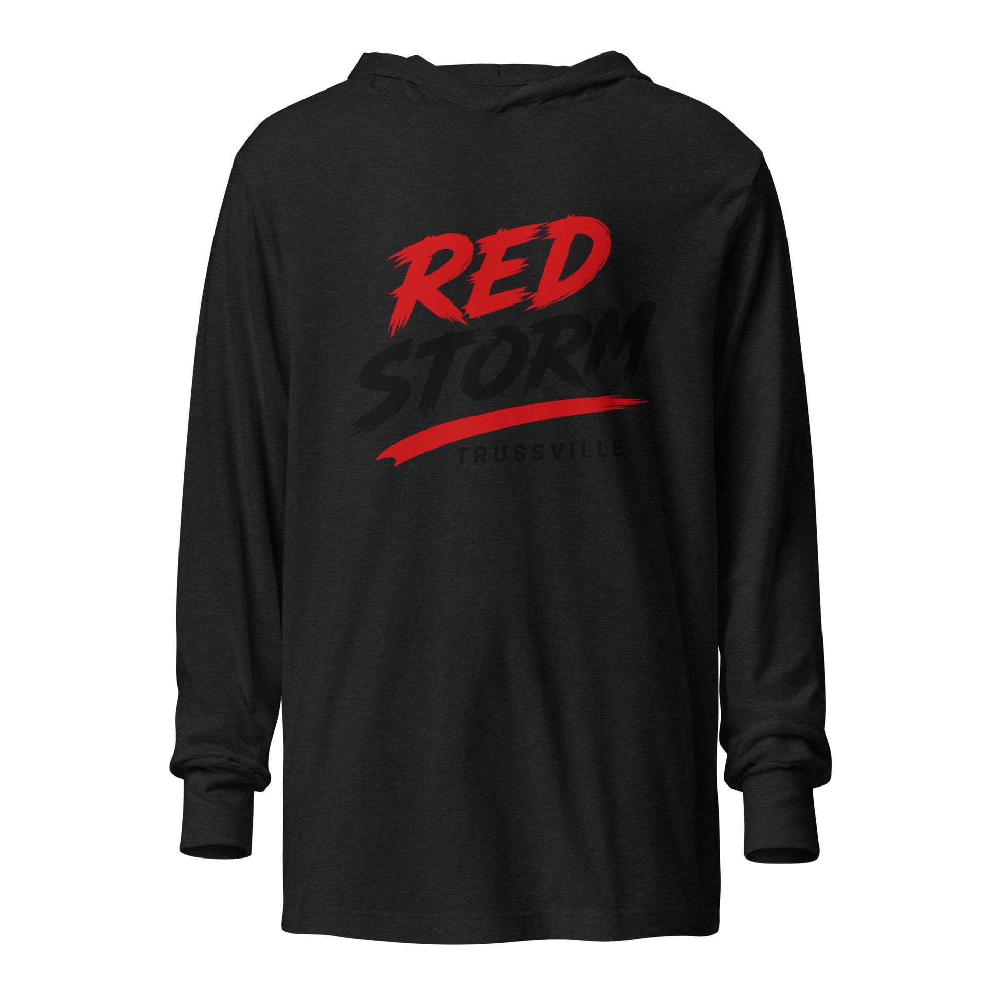 Performance | Hooded Long Sleeve T Shirt | Red Storm | Modern Script Logo