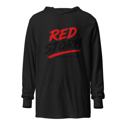 Performance | Hooded Long Sleeve T Shirt | Red Storm | Modern Script Logo