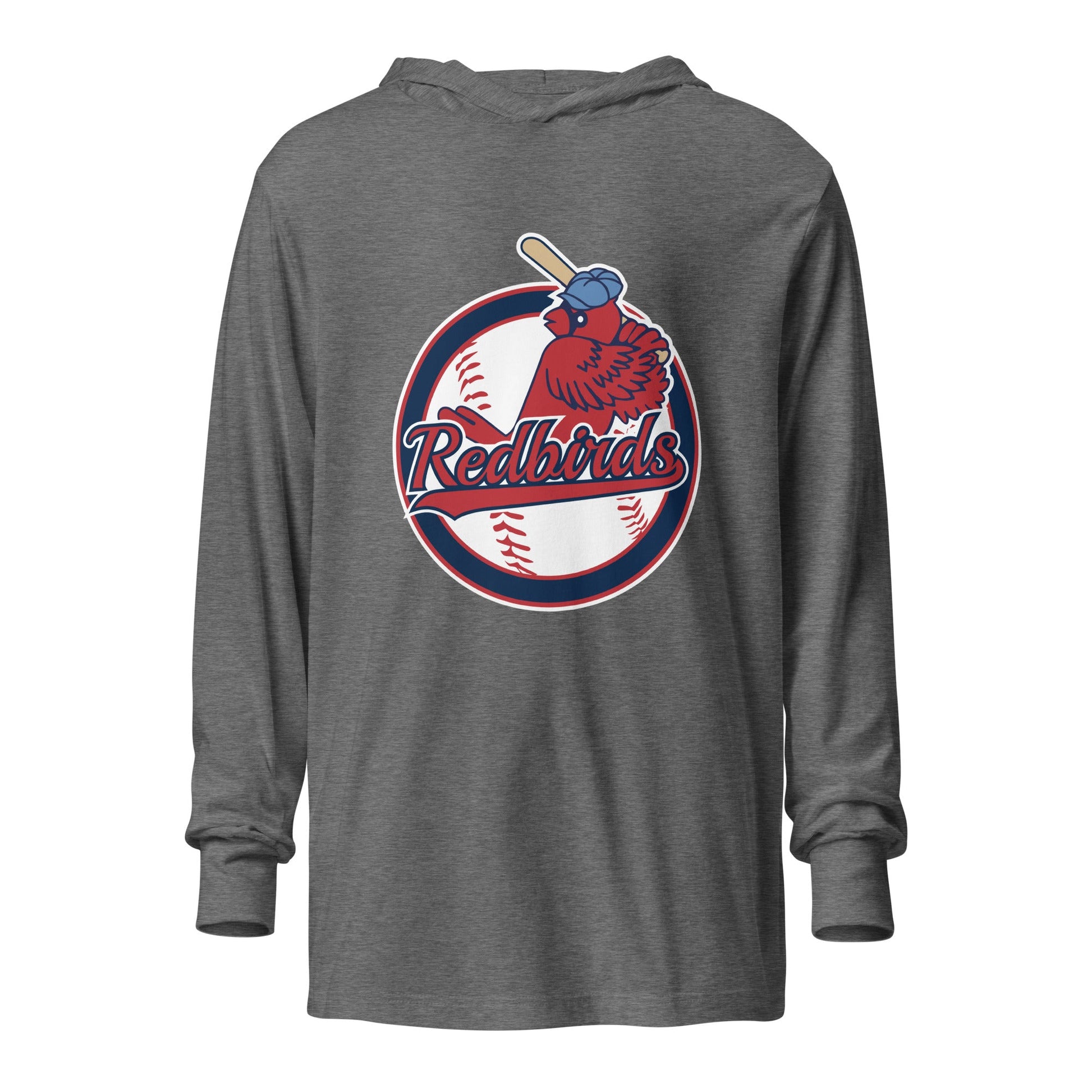 Performance | Hooded Long Sleeve T Shirt | Redbirds | Vintage Badge Logo