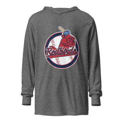 Performance | Hooded Long Sleeve T Shirt | Redbirds | Vintage Badge Logo