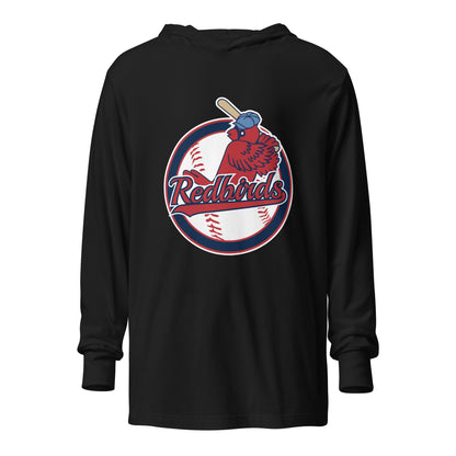 Performance | Hooded Long Sleeve T Shirt | Redbirds | Vintage Badge Logo