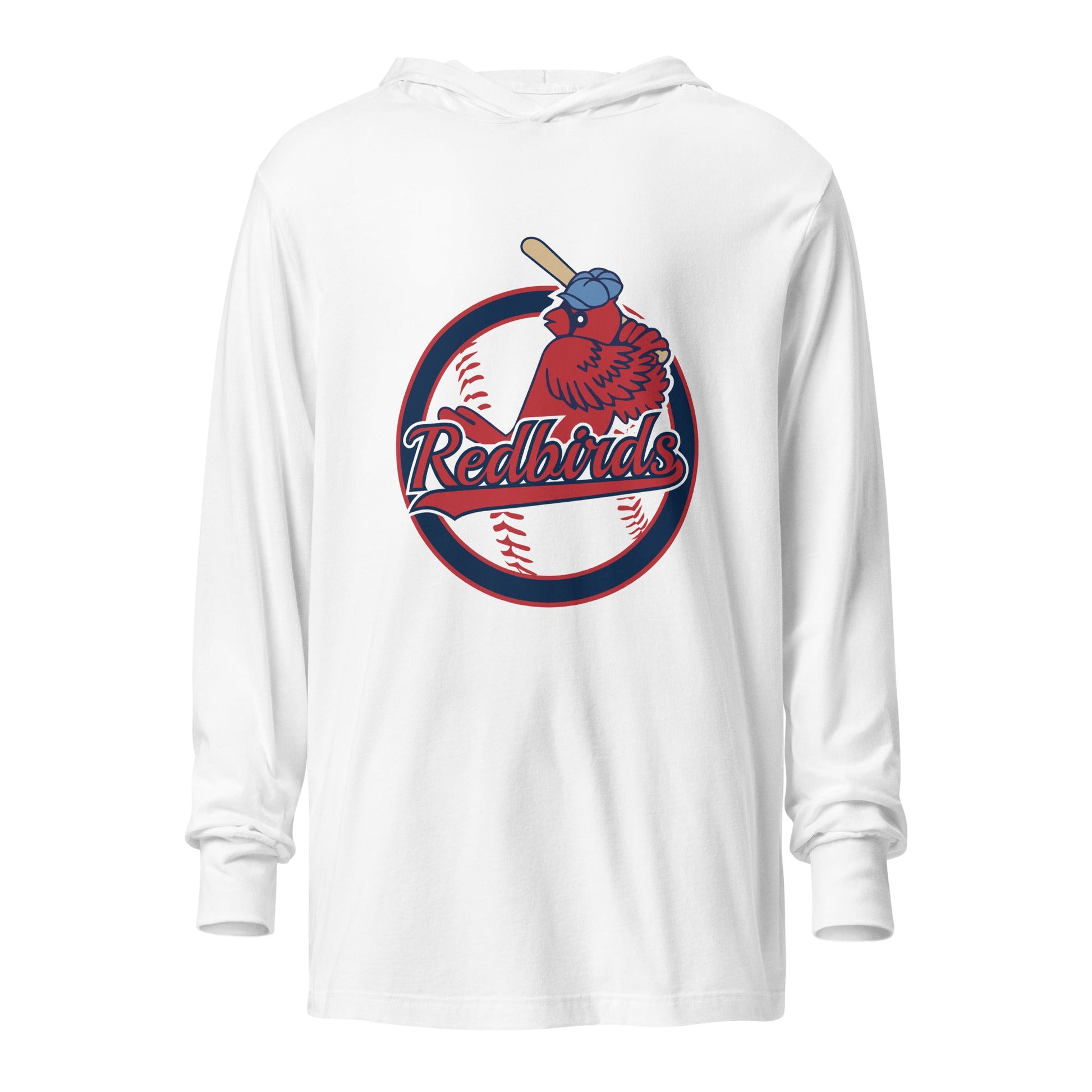 Performance | Hooded Long Sleeve T Shirt | Redbirds | Vintage Badge Logo