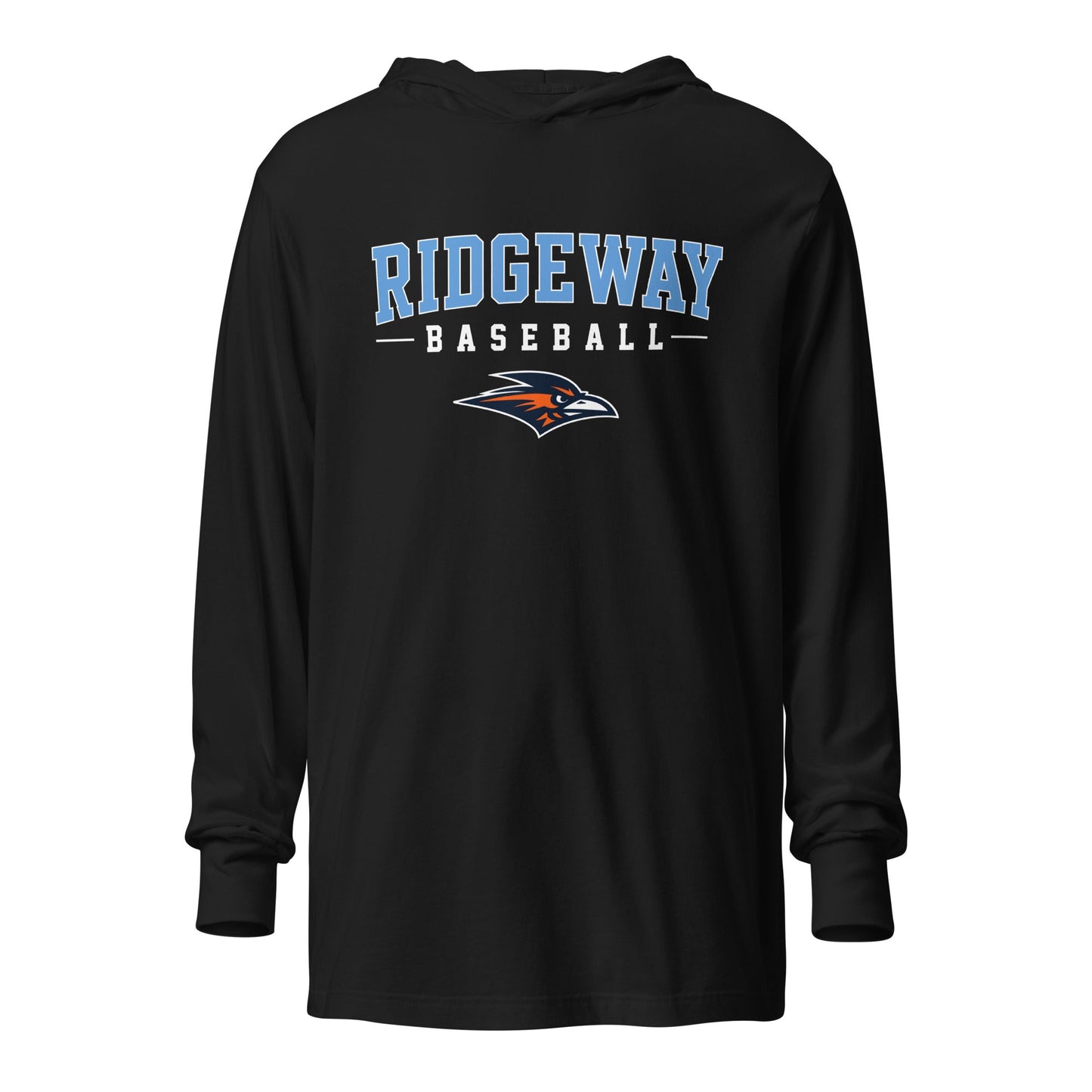 Performance | Hooded Long Sleeve T Shirt | Ridgeway High School Baseball | Athletics Logo