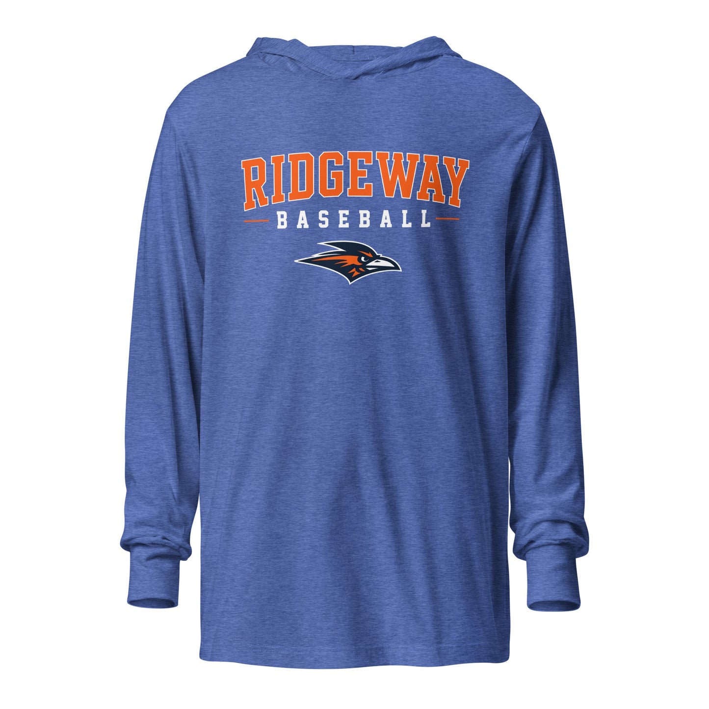 Performance | Hooded Long Sleeve T Shirt | Ridgeway High School Baseball | Emblem Logo