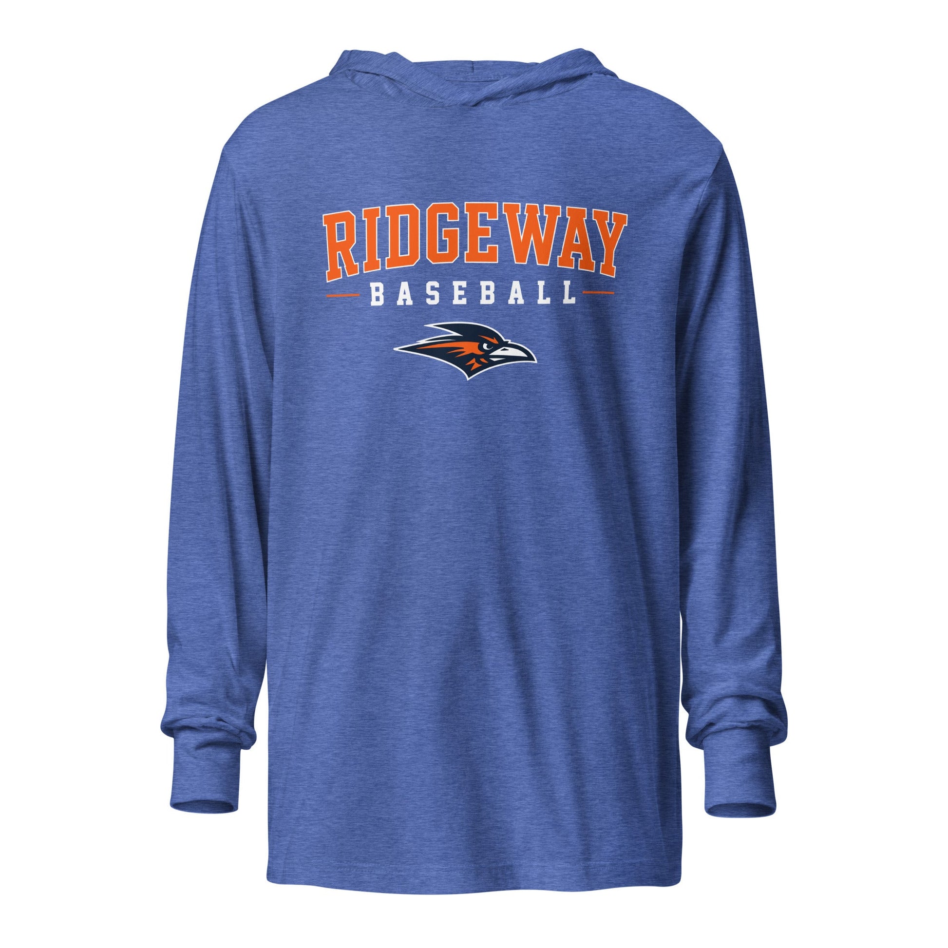 Performance | Hooded Long Sleeve T Shirt | Ridgeway High School Baseball | Emblem Logo
