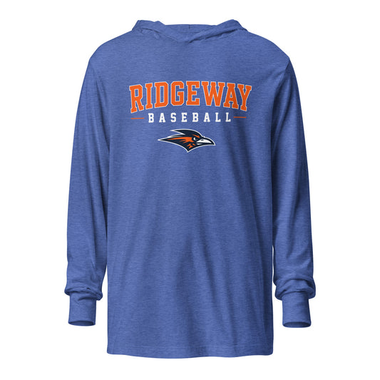 Performance | Hooded Long Sleeve T Shirt | Ridgeway High School Baseball | Emblem Logo