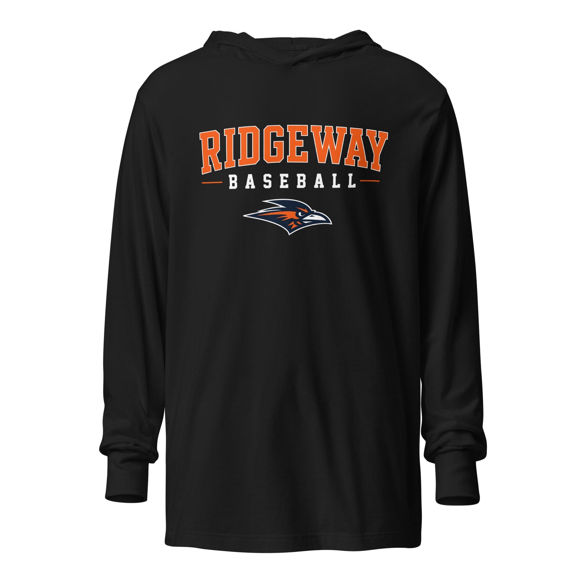 Performance | Hooded Long Sleeve T Shirt | Ridgeway High School Baseball | Emblem Logo