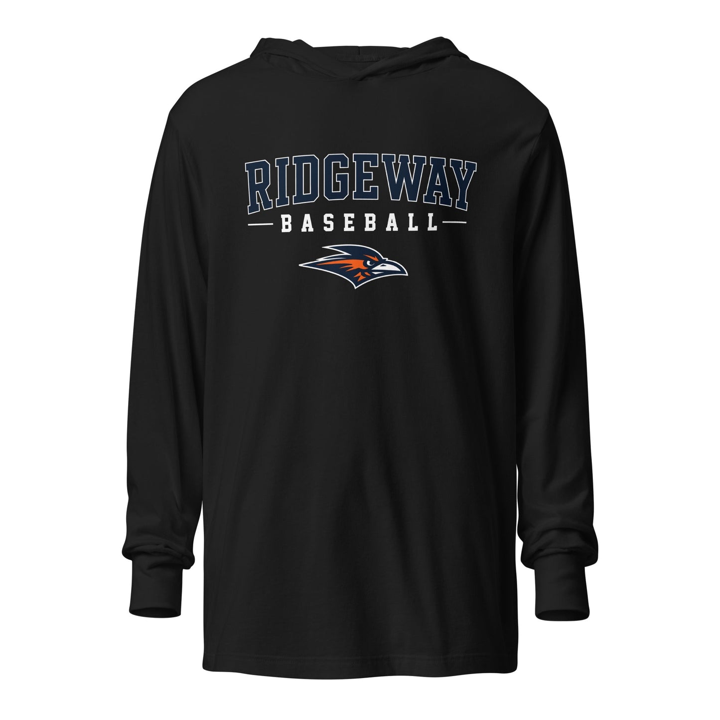 Performance | Hooded Long Sleeve T Shirt | Ridgeway High School Baseball | Modern Script Logo