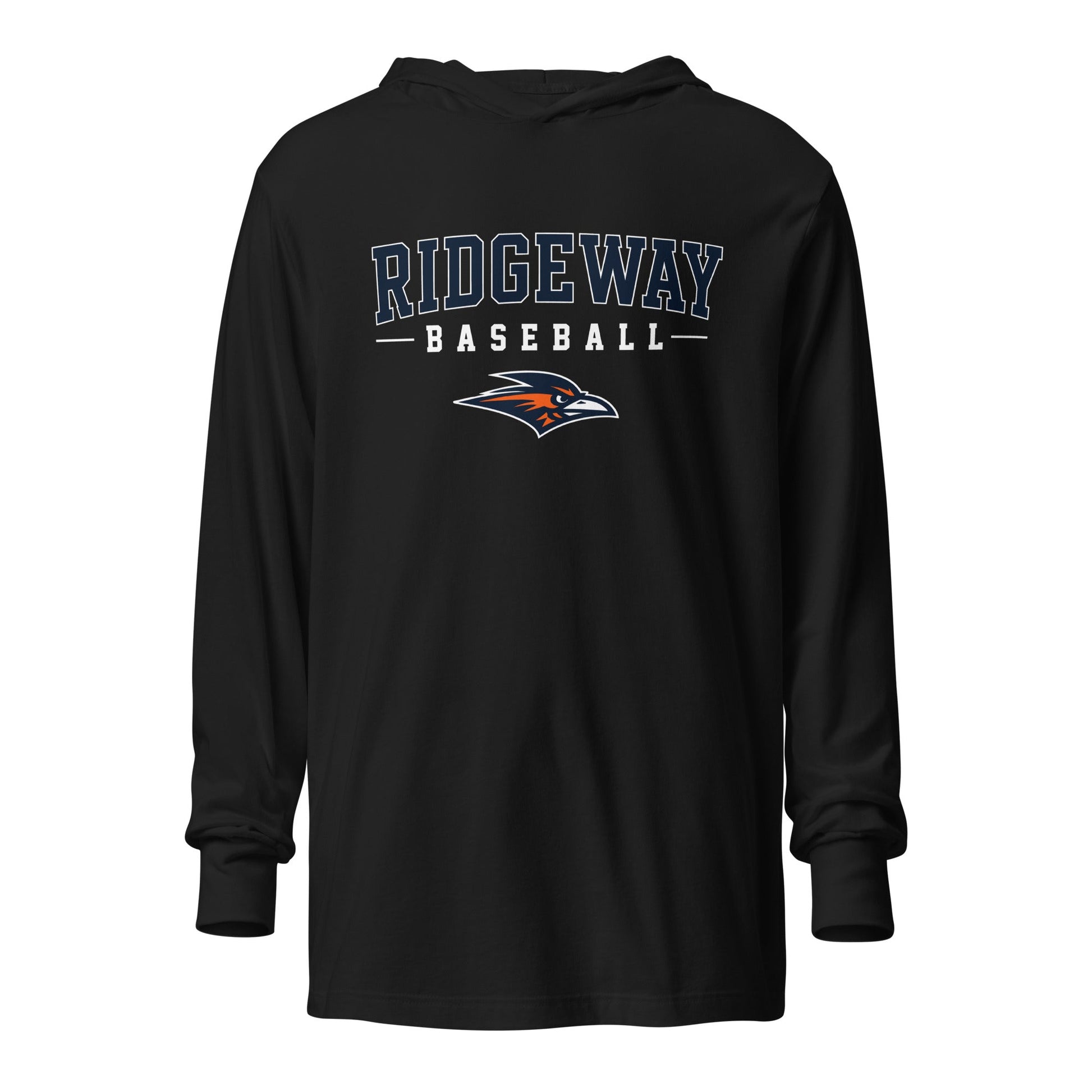 Performance | Hooded Long Sleeve T Shirt | Ridgeway High School Baseball | Modern Script Logo