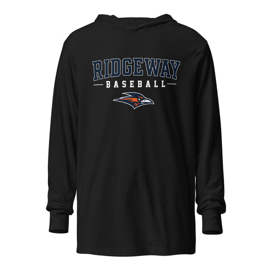 Performance | Hooded Long Sleeve T Shirt | Ridgeway High School Baseball | Modern Script Logo