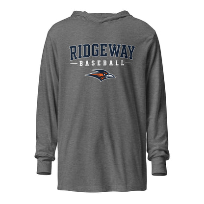 Performance | Hooded Long Sleeve T Shirt | Ridgeway High School Baseball | Modern Script Logo